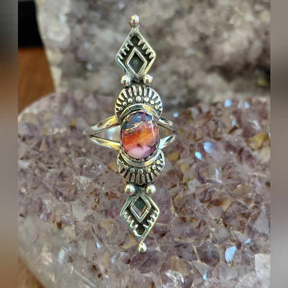 Boho Pink Dahlia Sterling Silver Ring - Picture 7 of 11